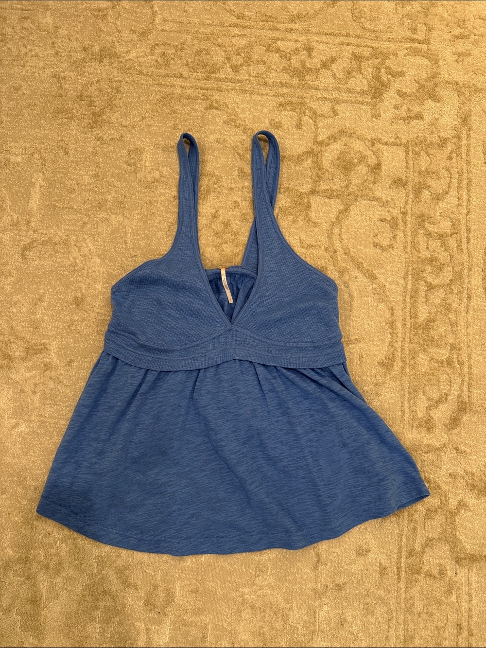 Free People Indigo Ribbed Empire-Waist Tank